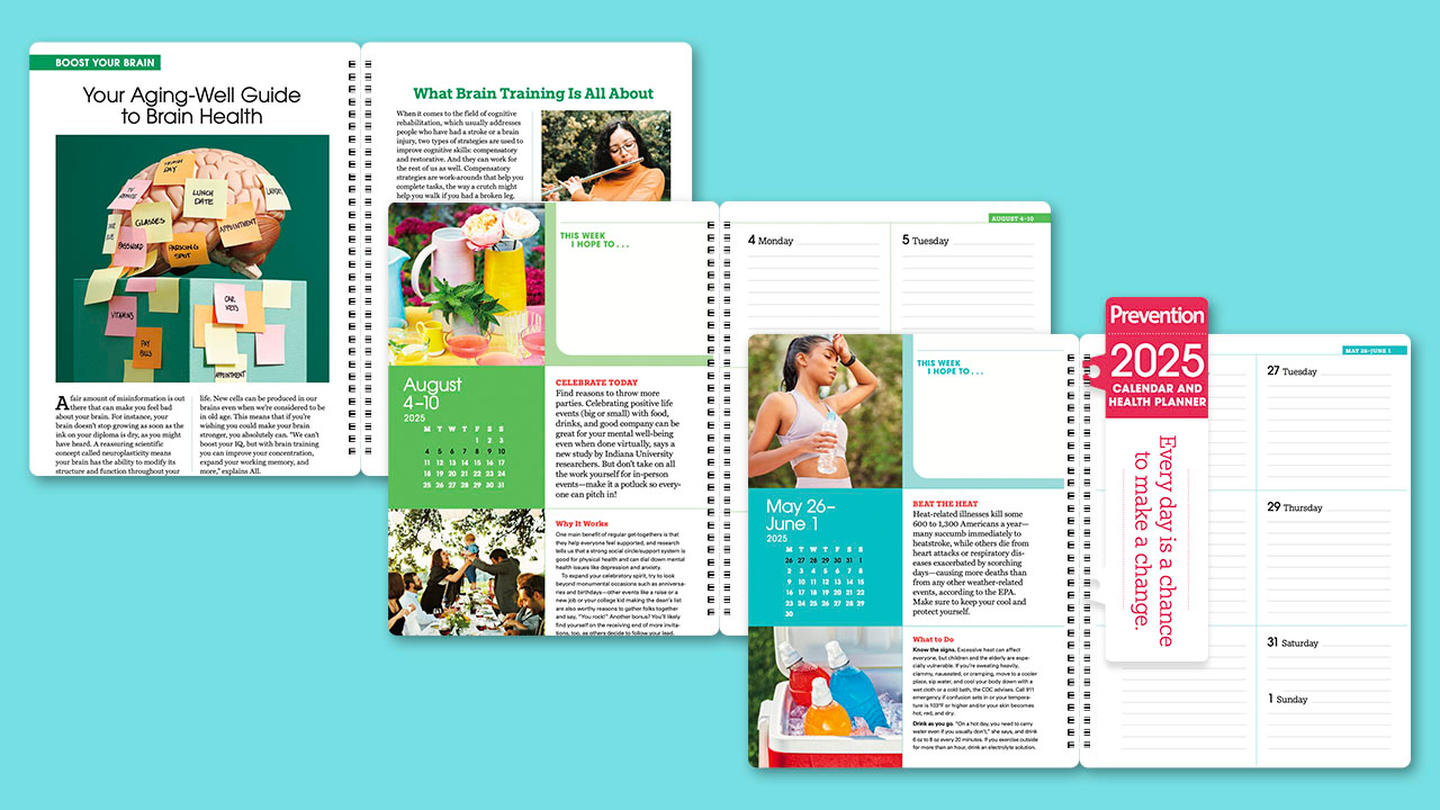 interior spreads of Prevention's 2025 Calendar and Health Planner